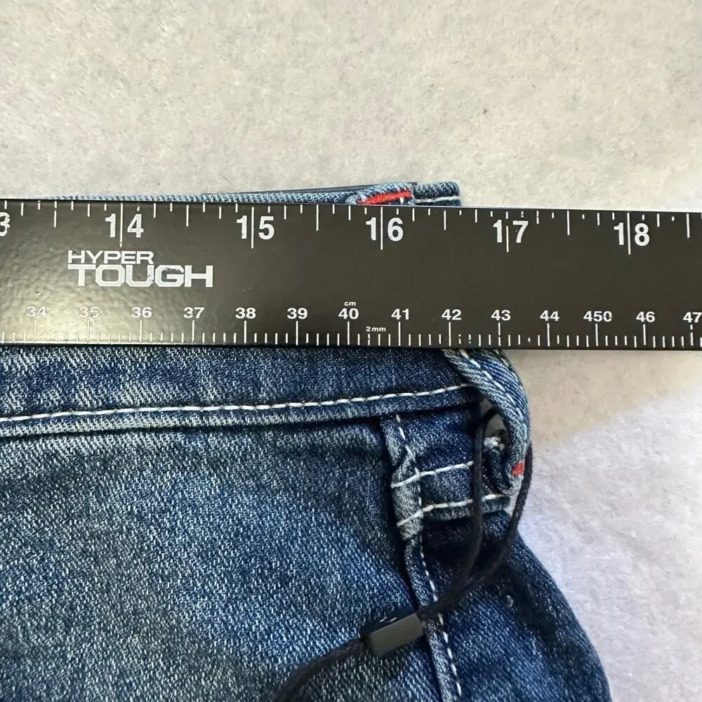 True Religion Ricky Relaxed Straight Jeans Blue Denim Flap Pocket 32x34 NWT